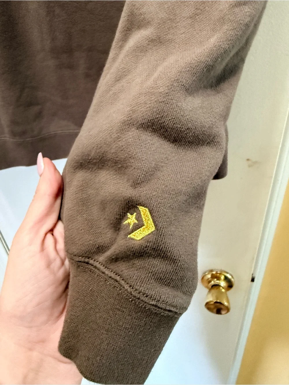 Converse Brown Crewneck Sweatshirt with Yellow Embroidery! EUC - Picture 5 of 5